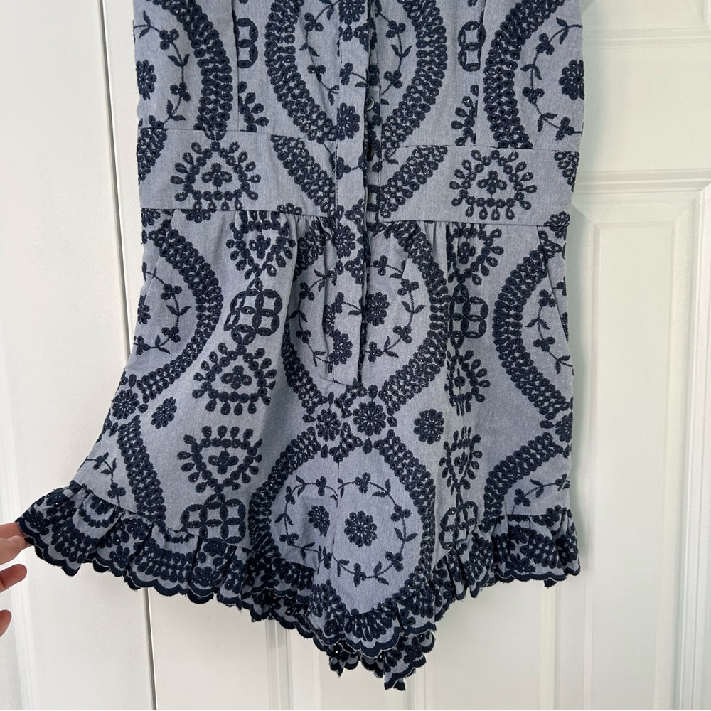 Loveshackfancy Chambray And Navy Embroidered Flor… - image 3